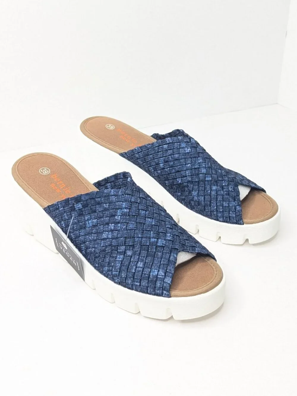 Bernie Mev Venti Wedge Sandals Navy Womens 39 EU (US 8)